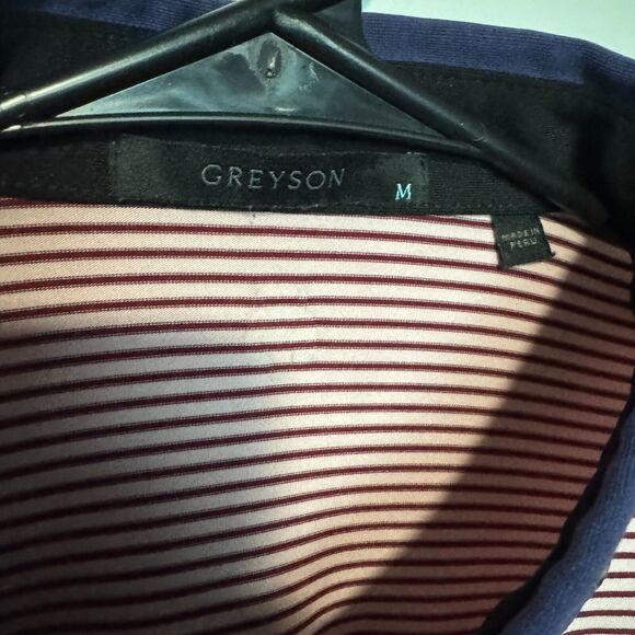 Greyson Polo Shirt Mens Medium Pink Striped Golf Performance Stretch Wolf - Picture 4 of 8